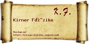 Kirner Füzike névjegykártya